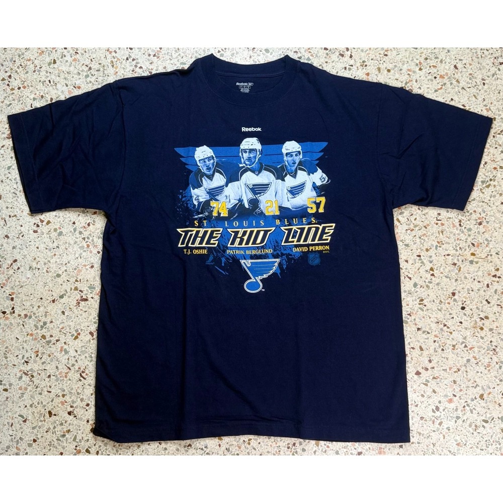 Reebok NHL St. Louis Blues The Kid Line Short Sleeve T-Shirt Size Large